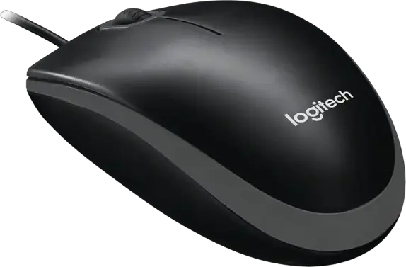 Mouse Optic cu Fir Logitech B100 USB, Negru, 800 DPI, 3 Butoane, Design Ambidextru, Cablu 1.8m, Compatibil cu Windows, MacOS, Chrome OS
