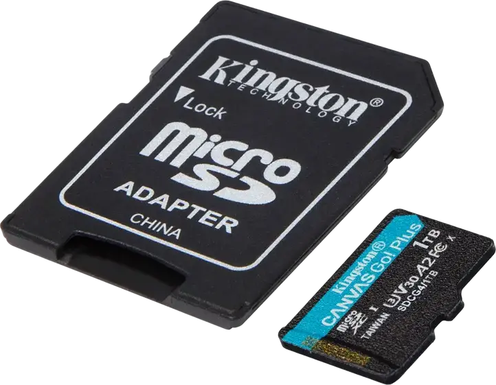 Kingston Canvas Go! Plus SDCG4 1024GB microSDXC Memory Card, Up to 200MB/s, Class 10 UHS-I U3 V30 A2, Waterproof X-Ray Proof, with SD Adapter
