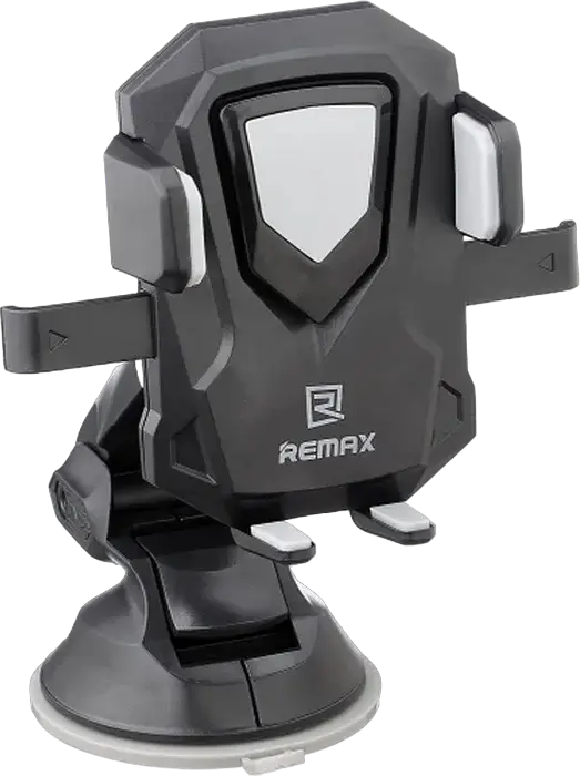 Remax RM-C26 Transformer Car Phone Holder, 360 Degree Rotation, Gel Strong Absorption Dashboard and Windscreen Mount, Adjustable Height 10-16.5 cm, Color: Black