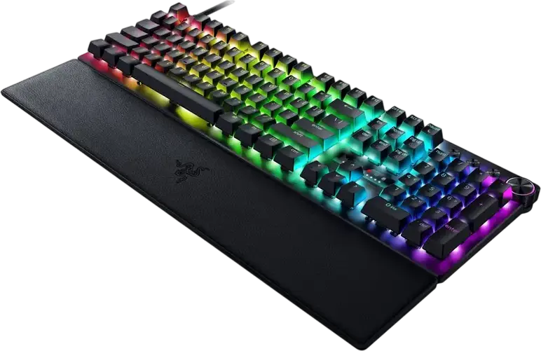 Tastatură Gaming Razer Huntsman V3 Pro cu fir, Layout Englezesc, Switchuri Mecanice Analog Optical Gen-2, Rapid Trigger, Actuare Reglabilă, RGB, Polling 8000Hz, Negru