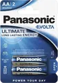 Panasonic Evolta LR6EGE AA Alkaline Batteries, 1.5V High Performance LR6 Power Cells, 2 pieces