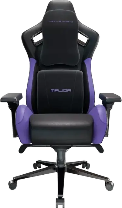 Scaun Gaming Proove Gaming Major, Negru și Purpuriu, Piele PU, Cotieră Ajustabilă 8D, Mecanism Frog, Piston Clasa 4, Cadru Aluminiu Rezistent, Suport Maxim 180 kg