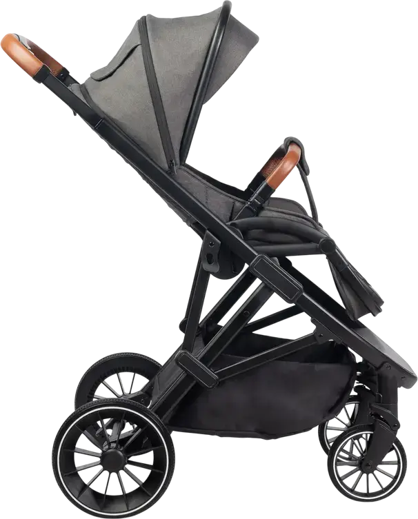 Caretero Ratio Baby Stroller Buggy, Dark Gray, Reversible Seat, 0-4 Years, Max 22kg, Adjustable Handle, EVA Foam Wheels, 5-Point Harness, with Rain Cover and Footmuff