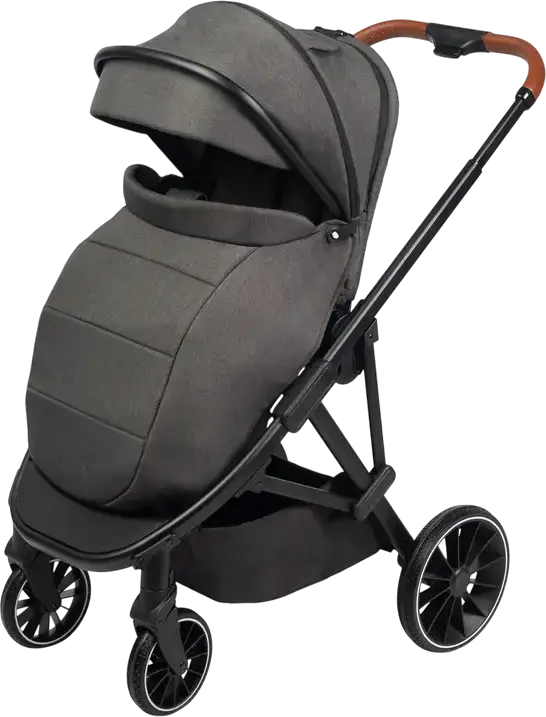 Caretero Ratio Baby Stroller Buggy, Dark Gray, Reversible Seat, 0-4 Years, Max 22kg, Adjustable Handle, EVA Foam Wheels, 5-Point Harness, with Rain Cover and Footmuff
