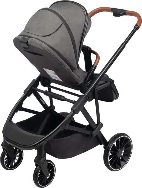 Caretero Ratio Baby Stroller Buggy, Dark Gray, Reversible Seat, 0-4 Years, Max 22kg, Adjustable Handle, EVA Foam Wheels, 5-Point Harness, with Rain Cover and Footmuff