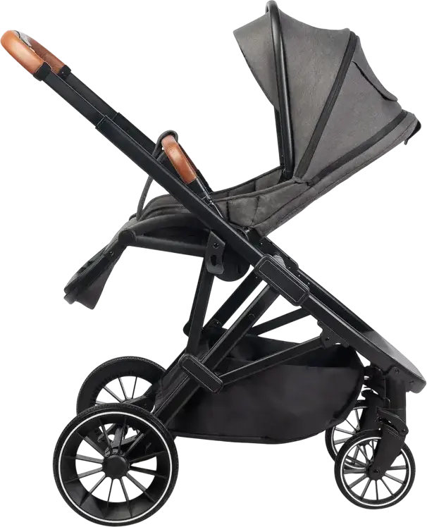 Caretero Ratio Baby Stroller Buggy, Dark Gray, Reversible Seat, 0-4 Years, Max 22kg, Adjustable Handle, EVA Foam Wheels, 5-Point Harness, with Rain Cover and Footmuff