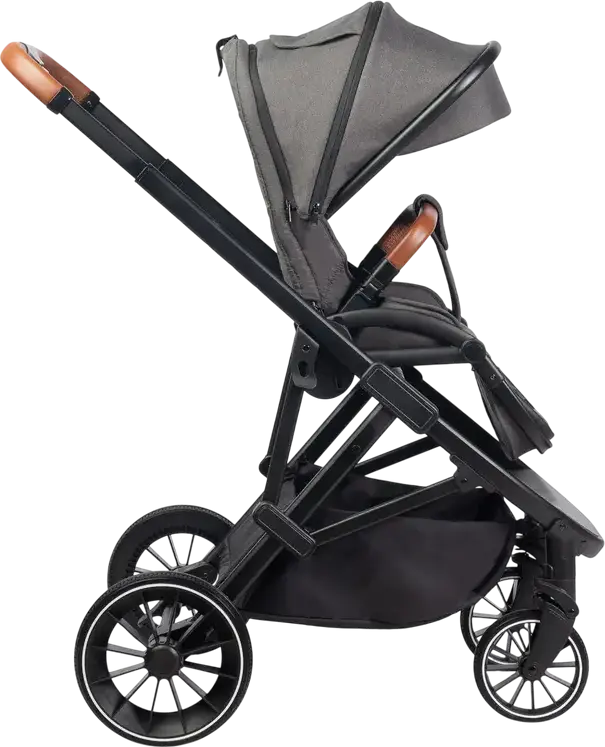 Caretero Ratio Baby Stroller Buggy, Dark Gray, Reversible Seat, 0-4 Years, Max 22kg, Adjustable Handle, EVA Foam Wheels, 5-Point Harness, with Rain Cover and Footmuff