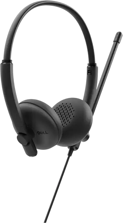 Dell WH125 Wired USB-A Headset, On-Ear Design with 270° Rotational Boom Microphone, Inline Volume and Mute Controls, Leatherette Cushions, Color: Black