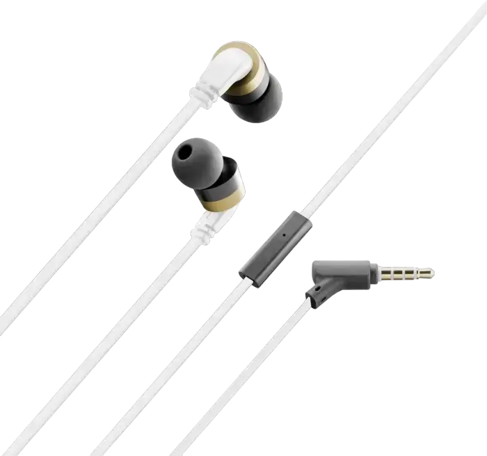 Cellularline Mosquito APMOSQUITO1 Wired In-Ear Headphones with Integrated Microphone, 3.5mm Jack, 1.2m Flat Tangle-Free Cable, Ergonomic Ear-fit Design, White