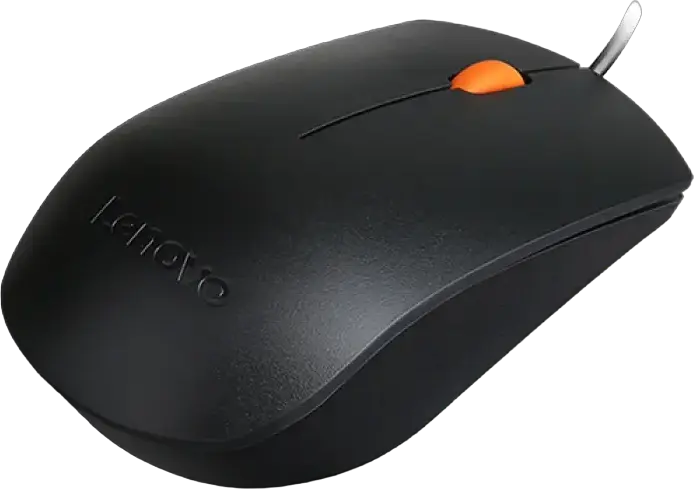 Mouse Optic cu Fir Lenovo 300 USB, Rezolutie 1000 dpi, Design Ergonomic Ambidextru Full-size, 3 Butoane cu Roteta de Defajare, Negru, GX30M39704 GX30M41577