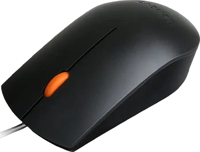 Mouse Optic cu Fir Lenovo 300 USB, Rezolutie 1000 dpi, Design Ergonomic Ambidextru Full-size, 3 Butoane cu Roteta de Defajare, Negru, GX30M39704 GX30M41577