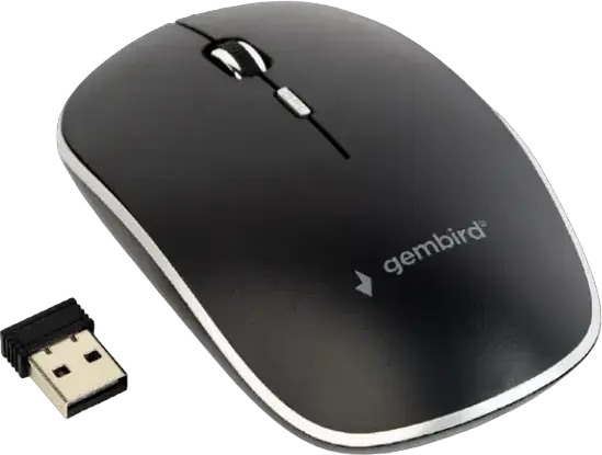 Gembird MUSW-4B-01 Wireless Optical Mouse, 1600 DPI Max, USB Interface, 800/1200/1600 DPI Selectable, 4 Buttons, Ambidextrous, Nano USB Receiver, Black ABS Plastic