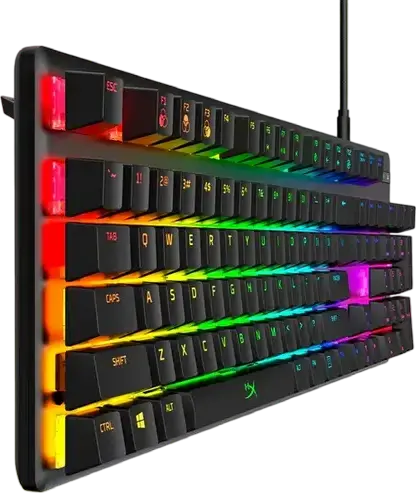 Tastatură Gaming Mecanică HyperX Alloy Origins Full Size, Conexiune cu Fir, Switch-uri Red, Corp Aluminiu Aeronautic, Iluminare RGB, Cablu USB-C Detasabil, Negru