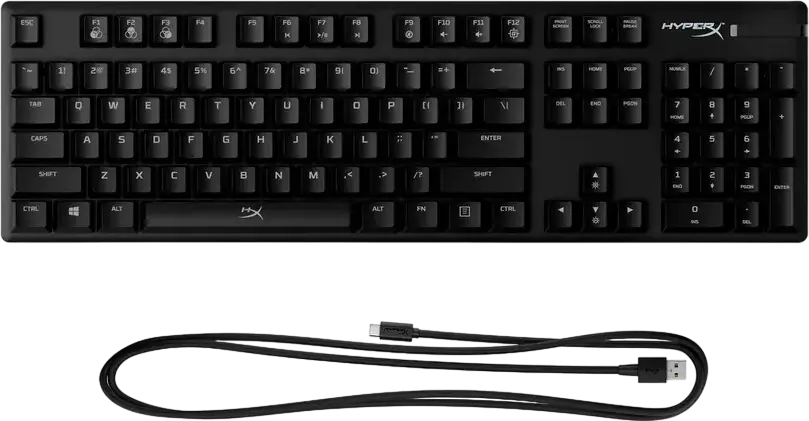 Tastatură Gaming Mecanică HyperX Alloy Origins Full Size, Conexiune cu Fir, Switch-uri Red, Corp Aluminiu Aeronautic, Iluminare RGB, Cablu USB-C Detasabil, Negru