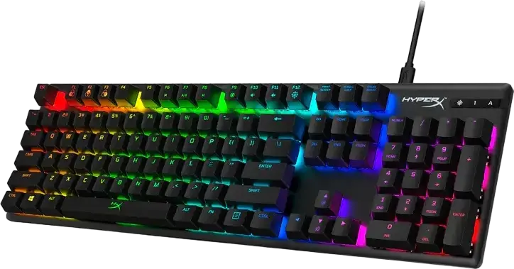 Tastatură Gaming Mecanică HyperX Alloy Origins Full Size, Conexiune cu Fir, Switch-uri Red, Corp Aluminiu Aeronautic, Iluminare RGB, Cablu USB-C Detasabil, Negru