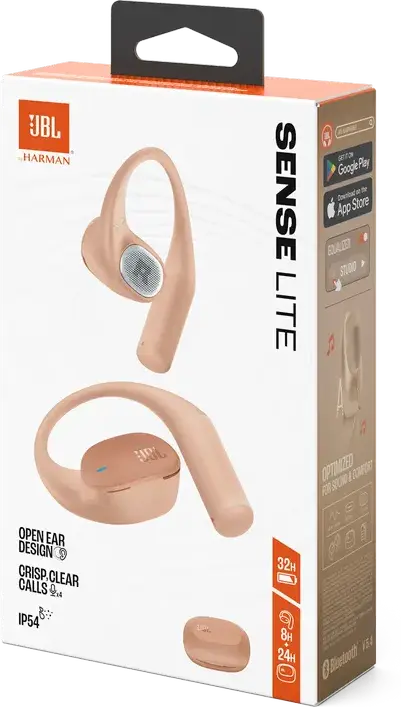 JBL Sense Lite True Wireless Open-Ear Headphones, Beige, with OpenSound Technology, 18x11mm Dynamic Drivers, 32h Battery, 4 Mics, Multipoint, IP54 Rating