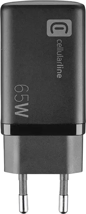 Încărcător de perete Cellularline Multipower Trio Port 65W GaN, Priză EU, 3 Porturi (2x USB-C PD + 1x USB-A QC), Samsung Super Fast Charging 2.0, pentru Laptopuri și Tablete