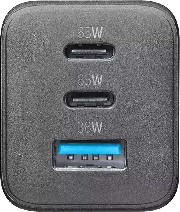 Încărcător de perete Cellularline Multipower Trio Port 65W GaN, Priză EU, 3 Porturi (2x USB-C PD + 1x USB-A QC), Samsung Super Fast Charging 2.0, pentru Laptopuri și Tablete