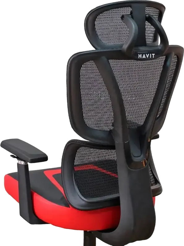 Havit GC919 Gaming Chair, Black and Red, PVC Leather & Mesh, 3D Adjustable Armrests, Ergonomic Lumbar Support, Headrest, Iron Frame, Max Load 130kg