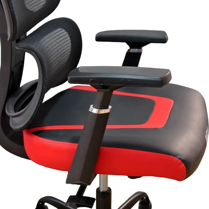 Havit GC919 Gaming Chair, Black and Red, PVC Leather & Mesh, 3D Adjustable Armrests, Ergonomic Lumbar Support, Headrest, Iron Frame, Max Load 130kg
