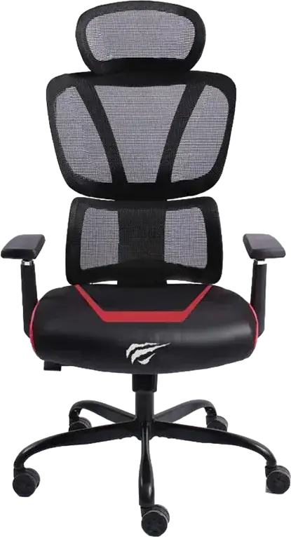 Havit GC919 Gaming Chair, Black and Red, PVC Leather & Mesh, 3D Adjustable Armrests, Ergonomic Lumbar Support, Headrest, Iron Frame, Max Load 130kg