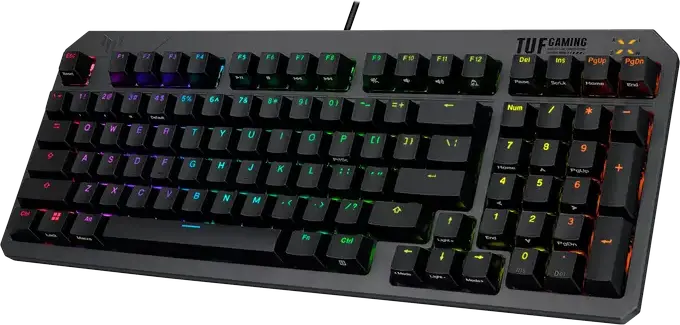 Tastatură Mecanică ASUS TUF Gaming K3 Gen II RGB, USB, Switch-uri Optico-Mecanice, Layout Compact 96%, Rezistență IP57 la Apă și Praf, AURA Sync, Negru