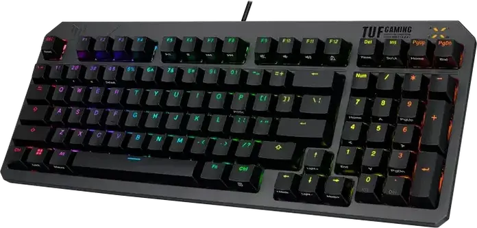 Tastatură Mecanică ASUS TUF Gaming K3 Gen II RGB, USB, Switch-uri Optico-Mecanice, Layout Compact 96%, Rezistență IP57 la Apă și Praf, AURA Sync, Negru