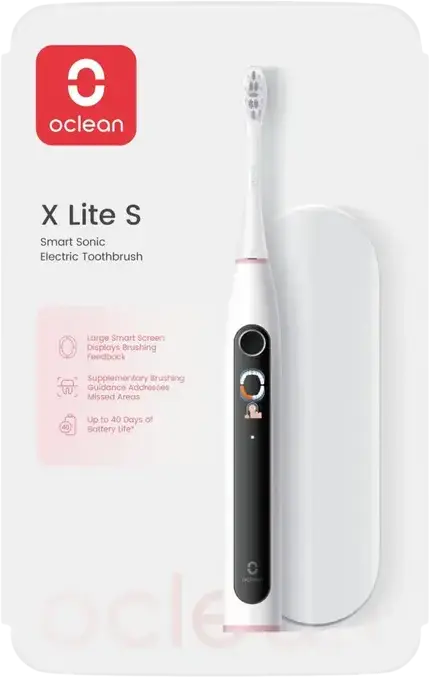 Умная звуковая электрическая зубная щетка Oclean X Lite S для взрослых, 72 000 осц/мин, LED-экран, 5 режимов чистки, аккумулятор на 40 дней, с дорожным чехлом, зарядным устройством, насадкой