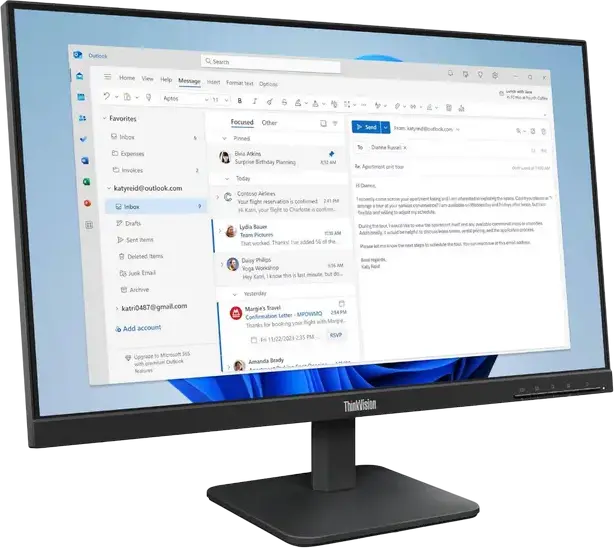 Monitor Lenovo ThinkVision S24-4e 23.8" FHD IPS, 1920x1080, Rata de Refresh 100Hz, Timp Raspuns 4ms, 99% sRGB, HDMI, VGA, Suport VESA, Anti-reflexie, Negru