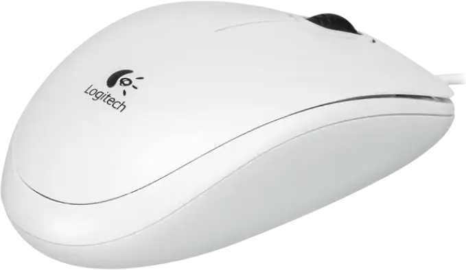 Logitech B100 Wired Optical USB Mouse, White, 800 DPI, 3 Buttons, Ambidextrous Design, 1.8m Cable, Compatible with Windows, MacOS, Chrome OS