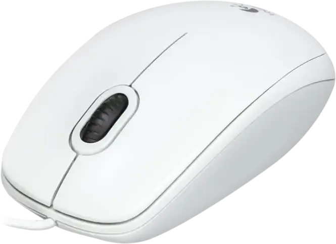 Logitech B100 Wired Optical USB Mouse, White, 800 DPI, 3 Buttons, Ambidextrous Design, 1.8m Cable, Compatible with Windows, MacOS, Chrome OS