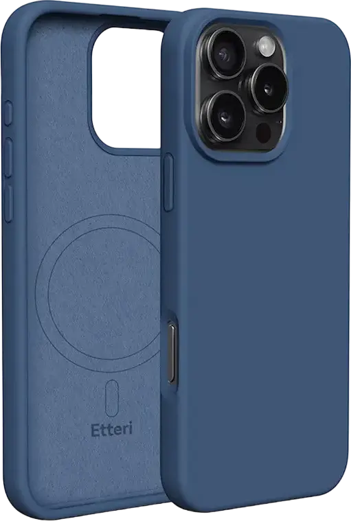 Чехол Etteri Silicone Mag для Apple iPhone 16 Pro, Темно-синий, совместимый с MagSafe, из мягкого силикона с защитой от ударов и царапин