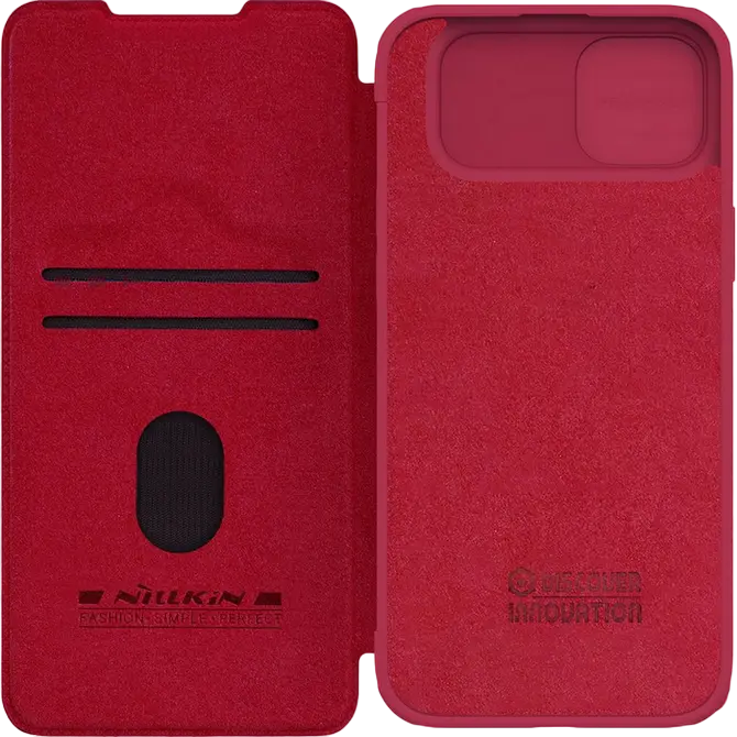 Nillkin Qin Pro Leather Case for iPhone 15 Plus, Premium PU Leather & TPU Flip Cover with Slide Camera Protection and Integrated Card Slots