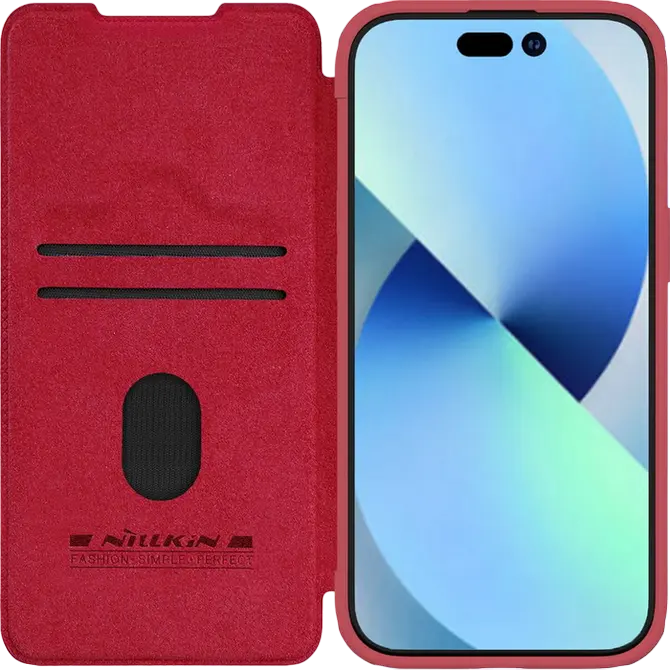 Nillkin Qin Pro Leather Case for iPhone 15 Plus, Premium PU Leather & TPU Flip Cover with Slide Camera Protection and Integrated Card Slots