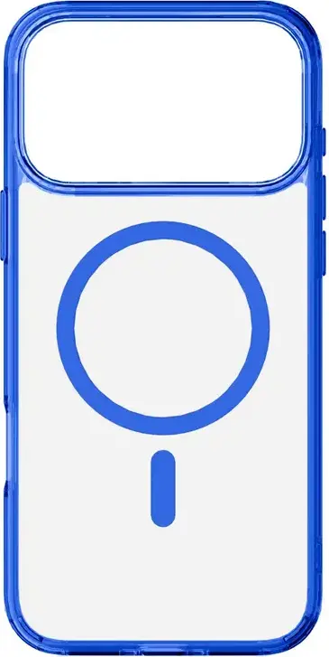 Cellularline Iconic Mag Case for Apple iPhone 17 Pro, Blue/Transparent, MagSafe Compatible Rubber Cover with Anti-Yellow Technology and Impact Protection