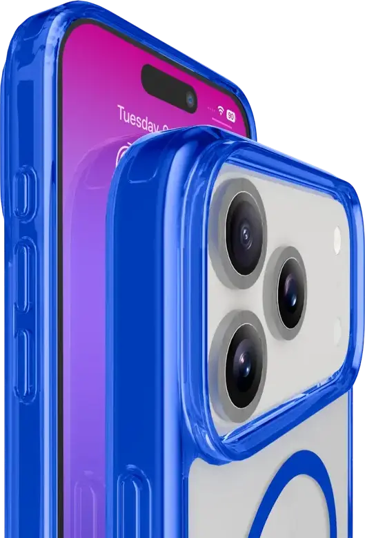 Cellularline Iconic Mag Case for Apple iPhone 17 Pro, Blue/Transparent, MagSafe Compatible Rubber Cover with Anti-Yellow Technology and Impact Protection