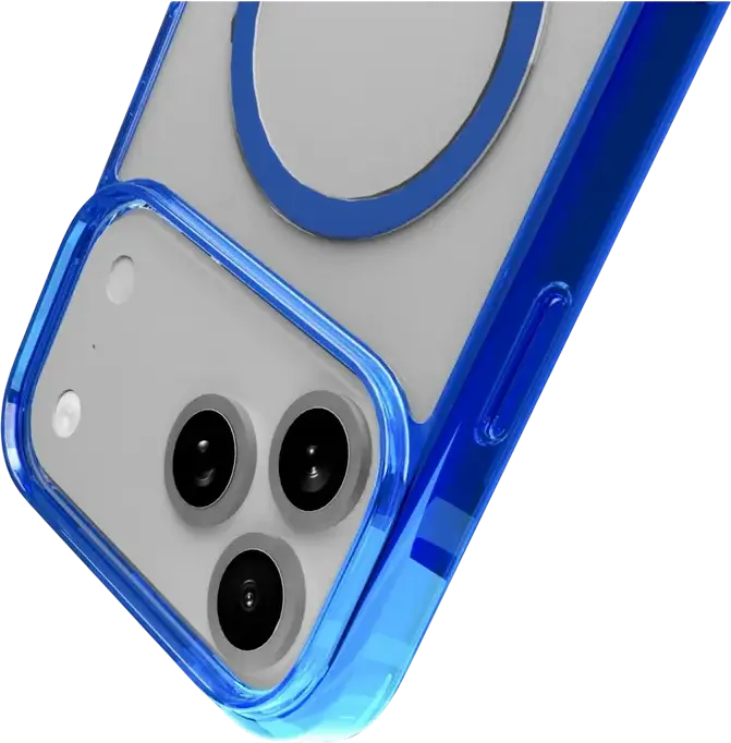 Cellularline Iconic Mag Case for Apple iPhone 17 Pro, Blue/Transparent, MagSafe Compatible Rubber Cover with Anti-Yellow Technology and Impact Protection