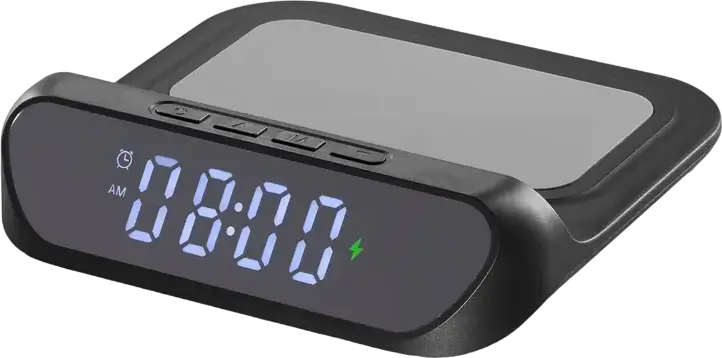 Cellularline Smart Clock Wireless Charging Alarm Clock with Digital LCD Display, LED Lighting and 2A USB Output, Color: Black