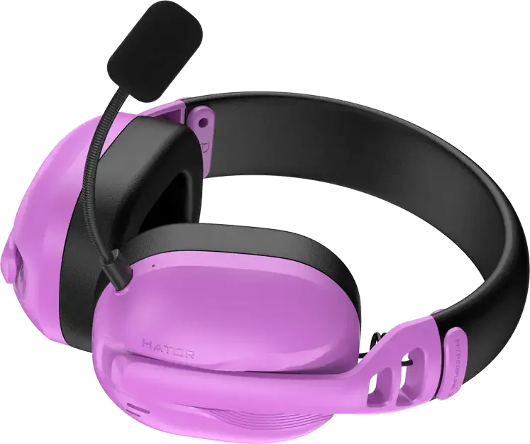HATOR Hyperpunk 3 Wireless Gaming Headset, Cyber Violet, Hi-Res LDAC, Hybrid ANC, 40mm Drivers, 2.4GHz/Bluetooth 5.4/Wired, THX Spatial Audio+, Detachable Mic, 45h Battery