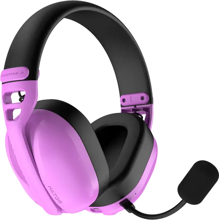 HATOR Hyperpunk 3 Wireless Gaming Headset, Cyber Violet, Hi-Res LDAC, Hybrid ANC, 40mm Drivers, 2.4GHz/Bluetooth 5.4/Wired, THX Spatial Audio+, Detachable Mic, 45h Battery