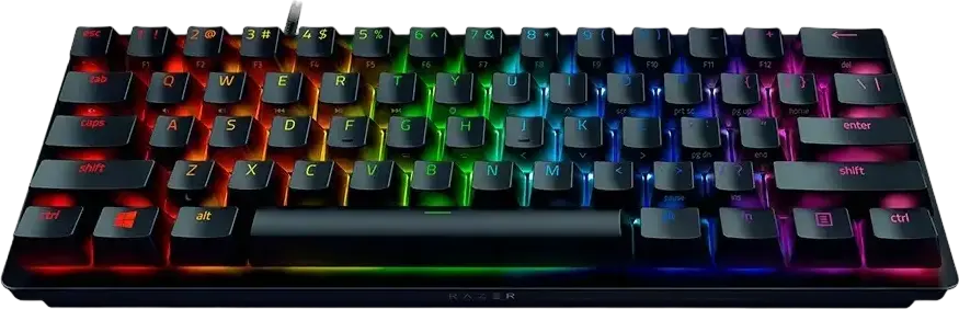 Tastatura de Gaming Razer Huntsman Mini 60% Compacta, Switch-uri Optice Clicky, Capace PBT Doubleshot, Iluminare Chroma RGB, Cablu USB-C Detasabil