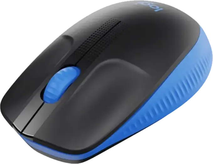 Logitech M190 Full-Size Wireless Mouse, Blue, 2.4 GHz USB Receiver, 1000 DPI Advanced Optical Tracking, Contoured Design for Medium to Large Hands