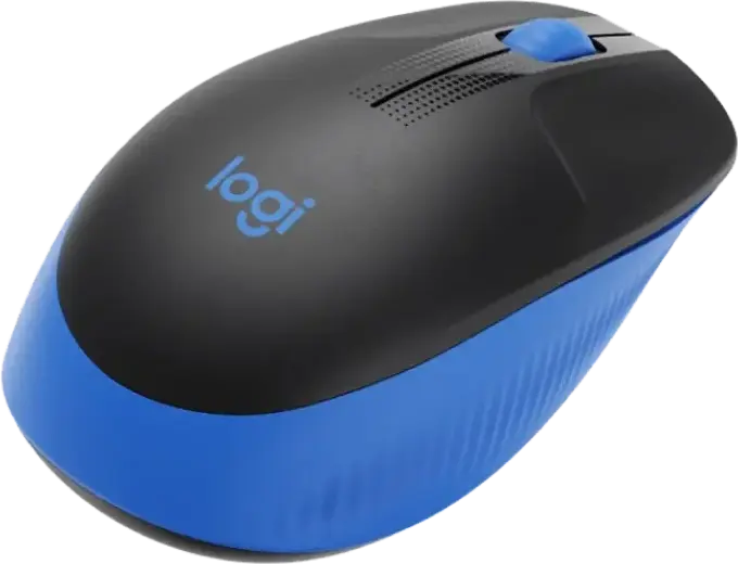 Logitech M190 Full-Size Wireless Mouse, Blue, 2.4 GHz USB Receiver, 1000 DPI Advanced Optical Tracking, Contoured Design for Medium to Large Hands