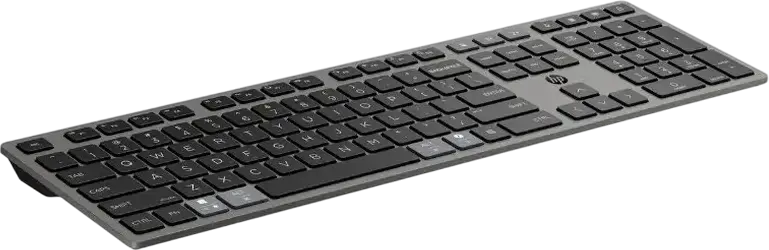 HP 725 Multi-Device Rechargeable Wireless Keyboard and Mouse Combo, English/Russian Layout, Bluetooth & 2.4GHz, USB-C Supercapacitor Fast Charge, Copilot Key, 4000 dpi, Black