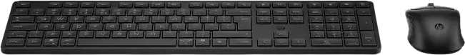 HP 490C Multi-Device Wireless Keyboard and Mouse Combo, Black, English/Russian Layout, Plunger Switches, Dual-Mode Bluetooth and RF, Full-Size Keyboard with Dish-Shaped Keys, Quiet Multi-Surface Mouse