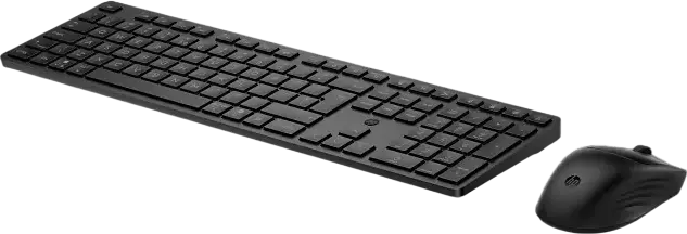 HP 490C Multi-Device Wireless Keyboard and Mouse Combo, Black, English/Russian Layout, Plunger Switches, Dual-Mode Bluetooth and RF, Full-Size Keyboard with Dish-Shaped Keys, Quiet Multi-Surface Mouse