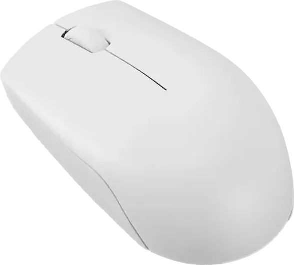 Mouse Wireless Compact Lenovo 300, Alb, Senzor Optic 1000 DPI, Receptor Nano USB-A 2.4 GHz, Design Ergonomic Ambidextru, Baterie până la 12 Luni