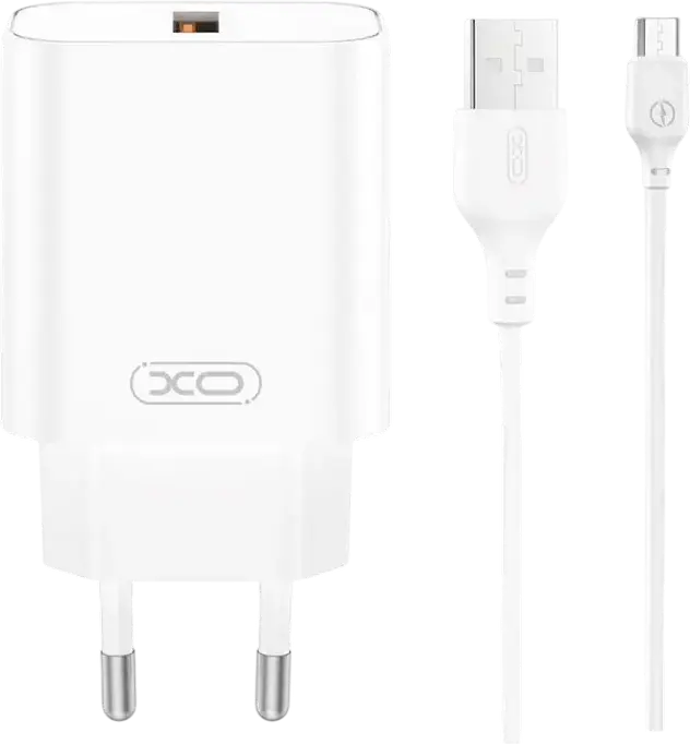 Încărcător XO CE33 + MicroUSB, 18W, Alb