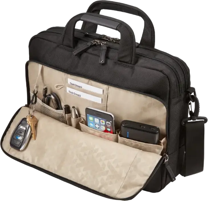 Case Logic Notion NOTIA-114 Laptop Bag 14 inch Briefcase, 1680D Polyester Water Resistant Case with EVA Impact Foam, Padded Shoulder Strap, Black