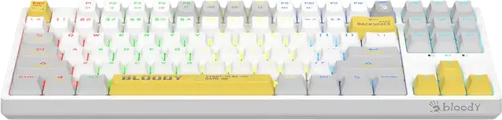 Tastatura Gaming Mecanica Bloody S87, Format 75% TKL, Switchuri Hot-swap BLMS Red Plus Lineare, Iluminare RGB, N-Key Rollover, Cablu Detasabil USB Type-C, Albă
